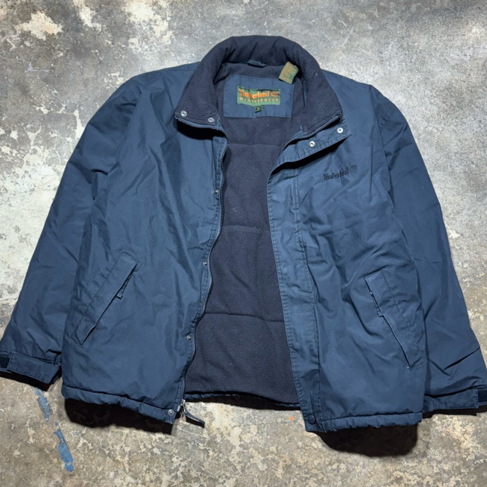 00s Timberland Weathergear Fleece-Lined Jacket – Navy, Men’s Large